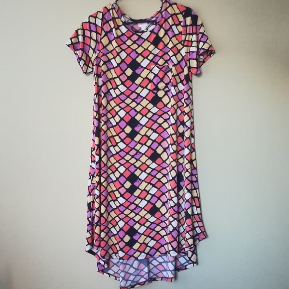 LuLaRoe Dresses & Skirts - Lularoe Carly Midi Dress Short Sleeves Patterned